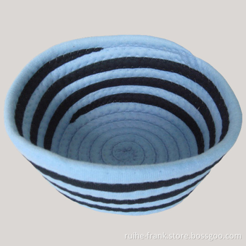 Coiled Fabric Rope Basket -Striple